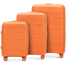 WITTCHEN Kofferset aus leicht Polypropylen Einfarbigem TSA Teleskopgriff (S+M+L) Orange