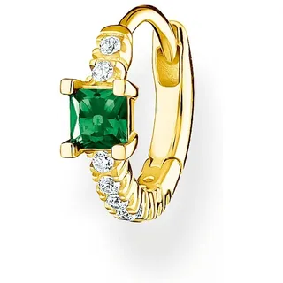 THOMAS SABO Einzel Creole grüner Stein mit weißen Steinen gold 925 Sterlingsilber, 750 Gelbgold Vergoldung