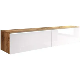 Feldmann-Wohnen Lowboard, Weiß, Eiche Wotan, Holz, Rechteckig, 140x30x32 cm, Wohnzimmer, Wohnwände, Lowboards, Lowboards stehend