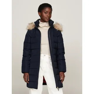 Tommy Hilfiger Steppmantel »HERITAGE DOWN TYRA COAT WITH FUR«, mit Fellimitat, blau