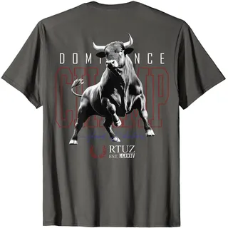 Hip Hop Urban Vintage Edgy Y2K Backprint Streetwear Stier T-Shirt, Herren, Anthrazit, XXL