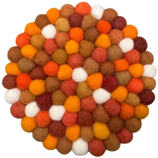 Grült Home Topfuntersetzer - Filz untersetzer für Tassen, Töpfe, Pfannen und Tassen handgefilzt in Nepal (Orangen-Mix, Circle 20 cm)