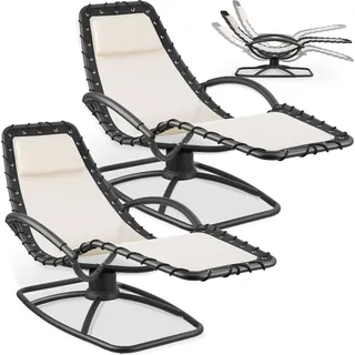 tectake® Gartenliege Toulon ergonomisch, mit Komfort-Schwingbewegung abnehmbares Kopfpolster