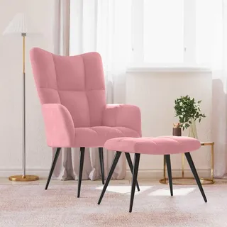 vidaXL Relaxsessel mit Hocker Rosa Samt - Rosa