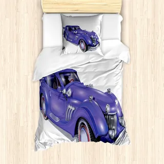 ABAKUHAUS Autos Mantele, Custom Vehicle High Speed, Milbensicher Allergiker geeignet mit Kissenbezügen, 135 cm x 200 cm - 80 x 80 cm, Violet Blue