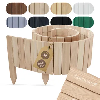 Floranica Beetumrandung Beeteinfassung 30 x 200 cm Unbehandelt Rasenkante Holz Gartenzaun Holzzaun flexibler Rollborder - Braun, Grau, Weiß, Grün
