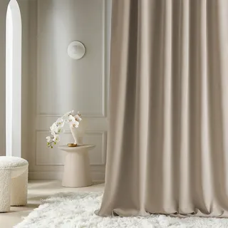 ROOM99 Vorhang mit Silberen Ösen Aura 140 x 250 cm Breite x Höhe Schiebegardinen Modern Curtain Wohnzimmer Schlafzimmer Beige, 1 Stück