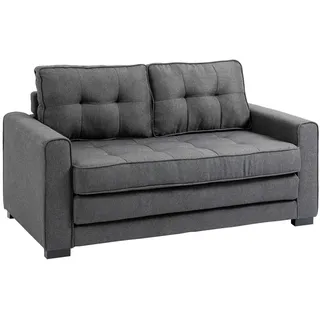 Homcom Schlafsofa Klappsofa 2-Sitzer Sofa mit Schlaffunktion Leinen-Touch Holz Grau , Echtholz , Füllung: Schaumstoff,Schaumstoff , 75x85x147.5 cm , Babymöbel & Kindermöbel, Kinderzimmer & Jugendzimmer, Schlafsofas
