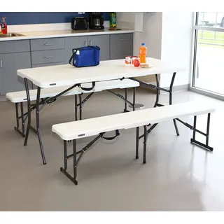 Lifetime Kunststoff Bierzeltgarnitur 3-teilig | Weiß | 183x70x74 cm - Weiß