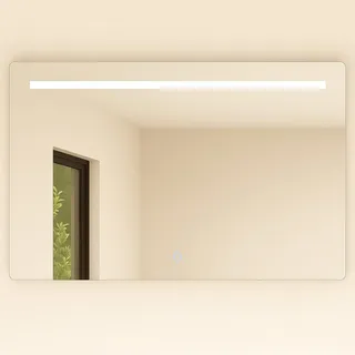 Baikal Rechteckiger Badezimmerspiegel | 120 x 80 cm | Dicke 6 mm | LED-Stange | Touch mit Antibeschlagschutz | Farbtöne 3500 K/4000 K/6000 K | Spiegel mit Licht | Spiegel mit LED