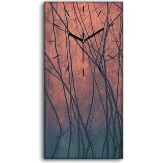 Leinwand Wanduhr Wandkunst Uhr 30x60 Foto Wand Trockene Bäume auf Gemälden - schwarze Hände - Blau