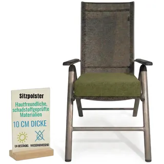 Pillows24 - Ergonomisches Sitzkissen Outdoor - 1x [ 40x40x10 cm ] in Grün - Waschbar Sitzerhöhung mit Reißverschluss für Gartenmöbel Stuhl - Grün