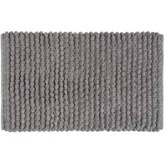 WENKO Badezimmerteppich, 50 x 80 cm, rutschfest, waschbar bis 30 °C, schnelltrocknender Badteppich, saugfähige Badematte aus Polyester & Baumwolle, Trendige Struktur, Mod. Solivo, grau