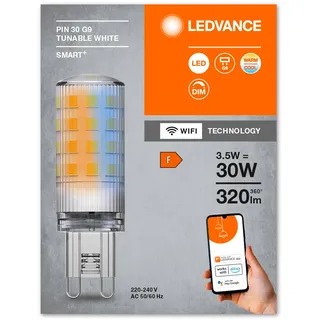 LEDVANCE SMART+ WiFi PIN CL 30 LED-Lampe mit Retrofit-Stecksockel G9, 3,5W, 320lm, 2700K bis 6500K, Weißlichtfunktion, dimmbar