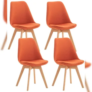 CLP 4er Set Esszimmerstuhl Linares Kunststoff I Stoff I Samt I Cord I Lederoptik I Lehnstuhl Mit Holzgestell