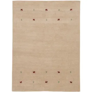 carpetfine Gabbeh Uni Wollteppich 60 x 90 cm Beige