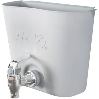 roba Wasserbehälter für Matschküchen & Wassertische - Robuster Kunststoffbehälter mit Wasserhahn - Zubehör für Outdoor-Kinderküchen - Einhängbar bis 18 mm Brettdicke - Wetterfest - Grau