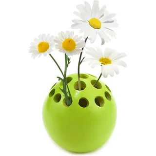Blumenvase Kleine Vasen für Hochzeit Tischdeko Handgefertigte Mini Vase Rund mit Loch Dekovase Resin Perforierte Vasen Deko Miniaturvase for Flowers Plants 6 cm x 6 cm x 6 cm (Green)
