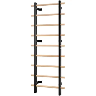 Vevor schwedische Leiterwand 9-stufiges Kletterspielzeug Wandturnhalle aus Massivholz + Karbonstahl 150 kg belastbares Indoor-Klettergerüst mit 8 x 8 cm Power Rack-Zubehör Turnreck