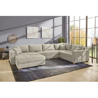 Jockenhöfer Wohnlandschaft U-Form Microfaser 3-Sitzer Grau/Beige