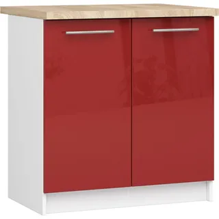 Akord Küchenschrank Oliwia 2-Türig Weiß/Rot Hochglanz 80X46X85 Cm - Weiß, Rot