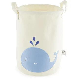 Bieco Wäschekorb Baby Wal | Großer Aufbewahrungskorb Kinder Baumwolle und Wasserdicht | Aufbewahrung Kinderzimmer | Wäschekorb Kinder Mädchen Spielzeugkorb