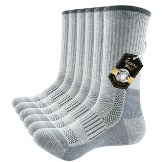 PULIOU Merino Socken Thermosocken Herren Damen Wandersocken Dicke Merinowolle Outdoor Trekkingsocken Anti-Blasen Arbeitssocken Wintersocken,3 Paar