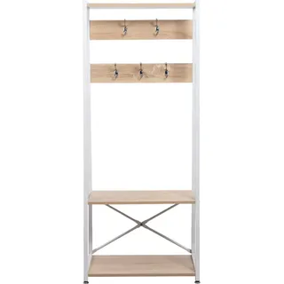 VDD Industrial Vintage Design Garderobe Sturdy mit Schuhablage - 136 cm hoch - Weiß