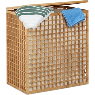 Relaxdays Wäschekorb Bamboo 48 L,