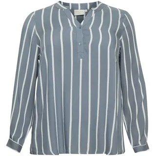 Kaffe Curve Kaffe CurveWomen's Plus Size Shirt Bluse Striped Oversize V-Neck Long Sleeves, Blue Mirage/Chalk Stripe, 50 Damen