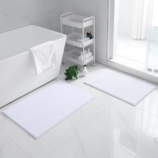 Homaxy Chenille Badezimmerteppich Set 2 teilig rutschfeste Badematte Set Weich Saugfähige Badteppich Set Waschbar Badvorleger - 40x60 cm+50x80 cm, Weiß