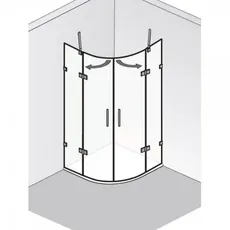 HSK Atelier Plan Pur Runddusche 4-teilig, Größe: bis 100,0 x 200,0 cm, Duschkabinen: Chromoptik: ESG klar