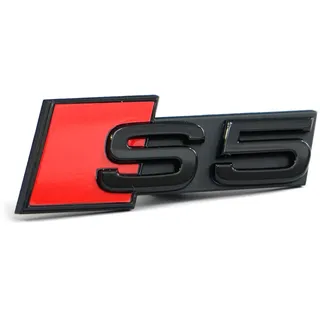 Audi 8W6071805 Schriftzug Clip S5 Schriftzug Tuning Kühlergrill Black Edition Emblem, schwarz/rot
