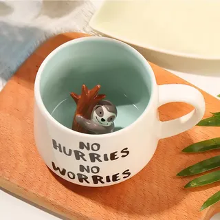 3D Kaffeetasse Keramik Kaffeetasse Einzigartig Handmade Weihnachten Geschenk für Geburtstag Frauen Mädchen Freundin (Faultier)