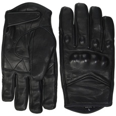 Short Black Leather Harley Style Cruiser Gloves Thermal with Hipora Waterproof Liner (XL)