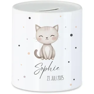 Spardose Kinder mit Namen Personalisiert, Tiermotiv Elefant Geschenk für Mädchen & Junge Geburtstag, Weihnachten, Geburt und Taufe - Sparschwein Geldgeschenk und Wunscherfüller