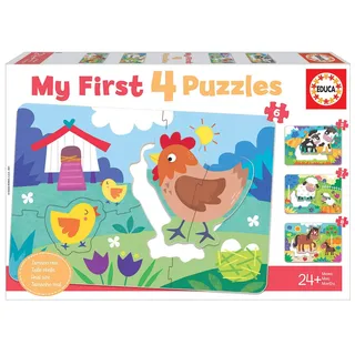 Educa - Mama und Baby, Meine ersten Puzzles für Kinder ab 2 Jahren, Bauernhoftiere, Puzzleset, Tierpuzzle (18899)