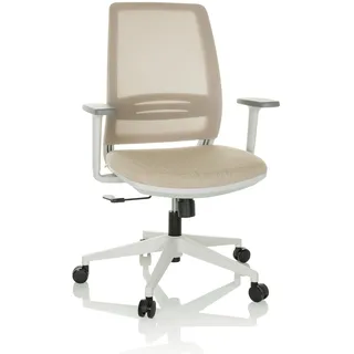 hjh OFFICE Bürostuhl ergonomisch PROFONDO ECO W Drehstuhl atmungsaktiv mit Verstellbarer Lordosenstütze, Beige Netzstoff/Stoff