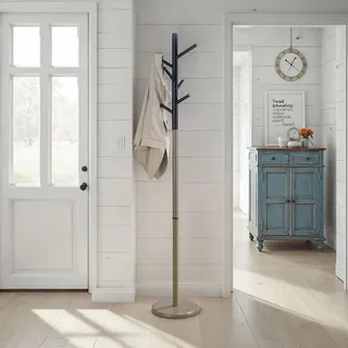 Idimex Kleiderständer Enrico , Champagner, Schwarz , Holz , Mode , 28x171x28 cm , Garderobe, Garderobenständer