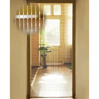 Ezcasch 90x200cm Transparent Perlenvorhang Balkontür, 45 Stränge Kunststoffperlenvorhang Perlenvorhang Türvorhang als Insektenschutz und Dekoration für Balkontür, Zimmer