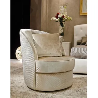 Sessel Club Lounge Designer Lehn Stuhl Polster Sofa Sitzer Fernseh Schlafzimmer - Beige