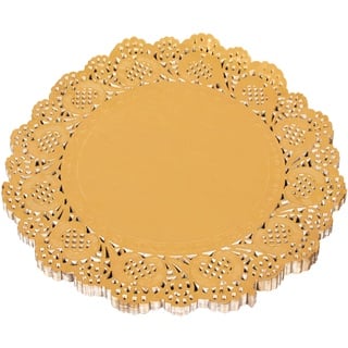 ANTETOK Doyley Spitzen-Papierdeckchen, Einweg-Tischsets, 21,6 cm, 100 Stück, elegante Papierdeckchen, Spitze für Party, Kuchen und Handwerk, Gold