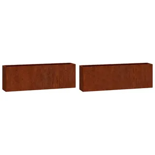 vidaXL Wand-Pflanzkübel 2 STK. Rostig Cortenstahl 53x10x17 cm | Aus wetterfestem Corten-Stahl, schlank und schlicht für moderne Einrichtung, geeignet für Innen- und Außenbereiche