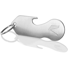 MAGATI Einkaufswagenlöser Schlüsselanhänger abziehbar multifunktional aus Edelstahl mit Schlüsselfundservice und Profiltiefenmesser 1er Set