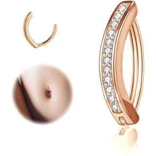 ZS 14G Clicker Piercing Bauchnabel für Frauen, Diamanten Bauchnabelpiercing Silber 925 Reverse Curved Nabel Barbell Schmuck Körperschmuck (Diamanten:12mm)