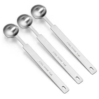 Ouligay 3 Stück 5ml Edelstahl Messlöffel Kaffeelöffel Portionierlöffel Kaffee Portionierer Dosierlöffel Esslöffel Teelöffel Kaffeedosierlöffel Measuring Spoons Kaffeemesslöffel für Satz Gewürze