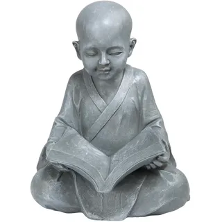 Design Toscano Baby Buddha beim Lesen der fünf Gebote Asiatische Gartenstatue, Polyresin, steingrau, 30 cm