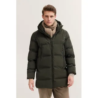 Parka BUGATTI "Rainseries", Herren, Gr. 46, grün (180, oliv), 100% Polyester, unifarben, regular fit, gerader Abschluss, Jacken Parka, wasserdicht, atmungsaktiv und mit Kapuze