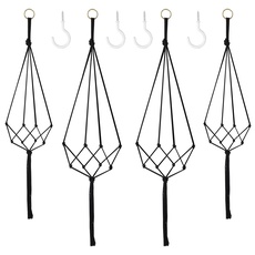 Augshy Makramee Blumenampel, 4er Set Blumenampel Boho Deko Baumwollseil Hängeampel Blumentopf Pflanzen Halter Aufhänger für Innen Außen Decken Balkone Wanddekoration (80cm,100cm, Schwarz)