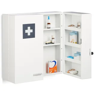 Relaxdays Medizinschrank Stahl, HBT: 53 x 53 x 21,5 cm, weiß